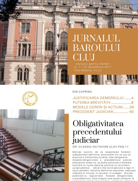 Jurnalul Baroului Cluj. Adio, dar rămân cu tine ! (în gând)